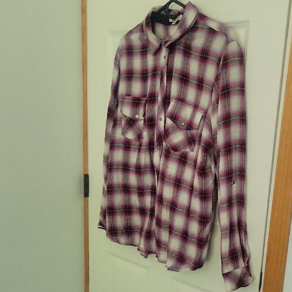 Kut from the Kloth Red and White Plaid Shirt